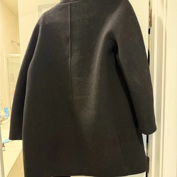 J Crew Black Wool Coat with Blue Lining - Picture 3 of 3